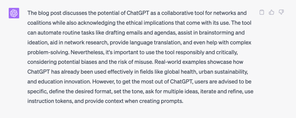 ChatGPT for Collaboration